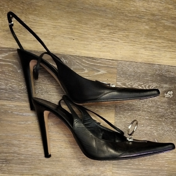 Enzo Angiolini Black Stiletto Heels with Metallic Embellishment - Picture 6 of 8